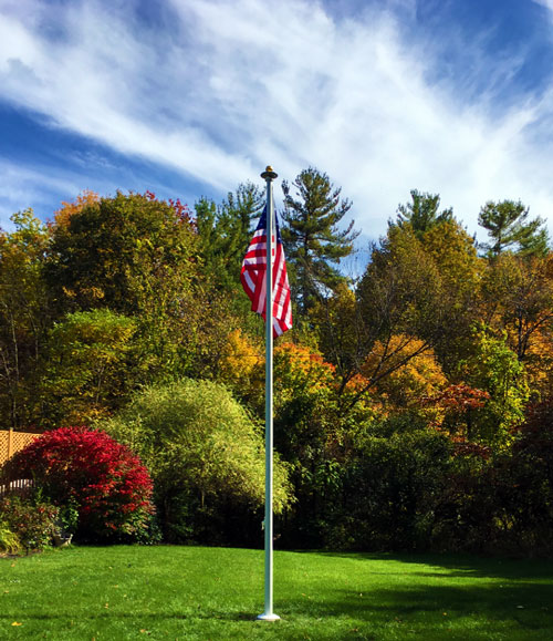 flagpole in yard.
