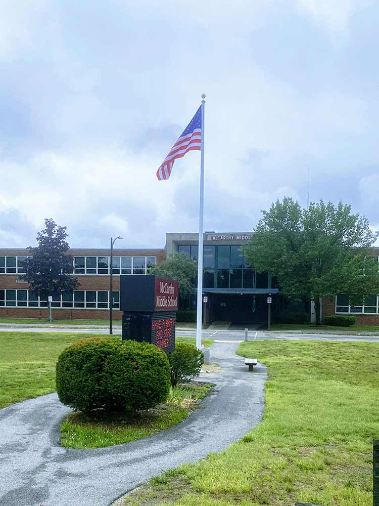 Flagpole at a middle school.