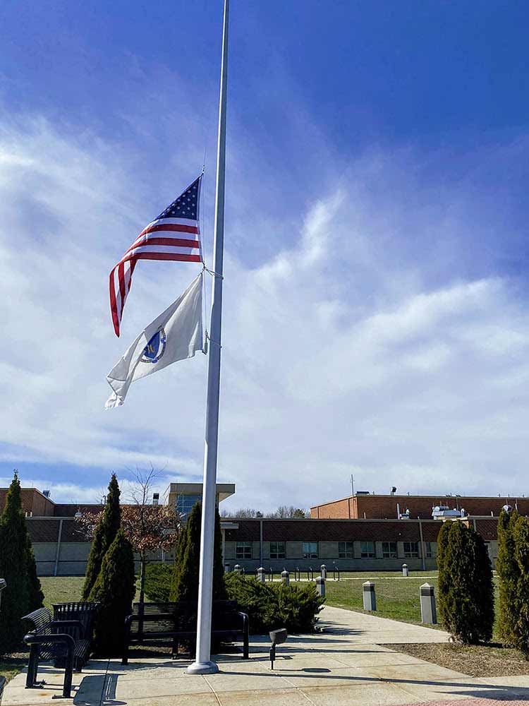 Flagpole at a school.