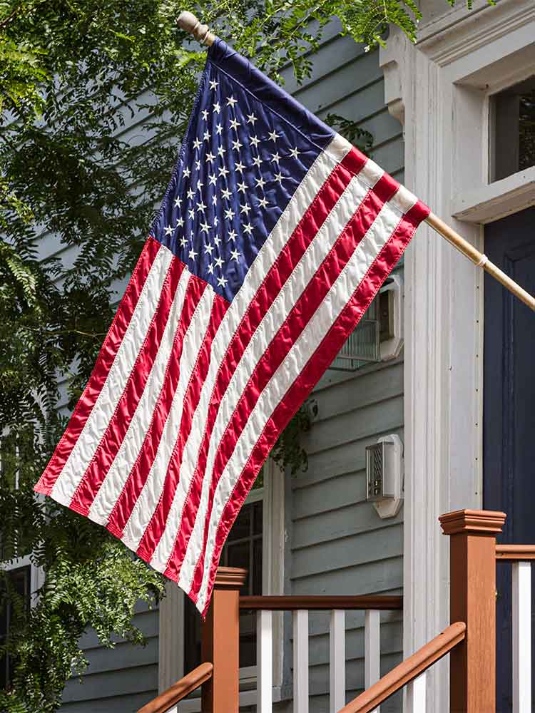 flag on house.