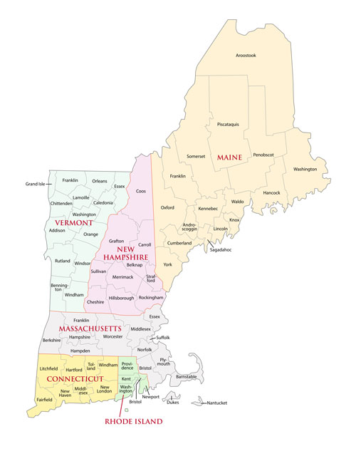 map of New England.